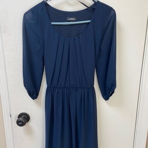 Navy blue quarter length sleeve dress